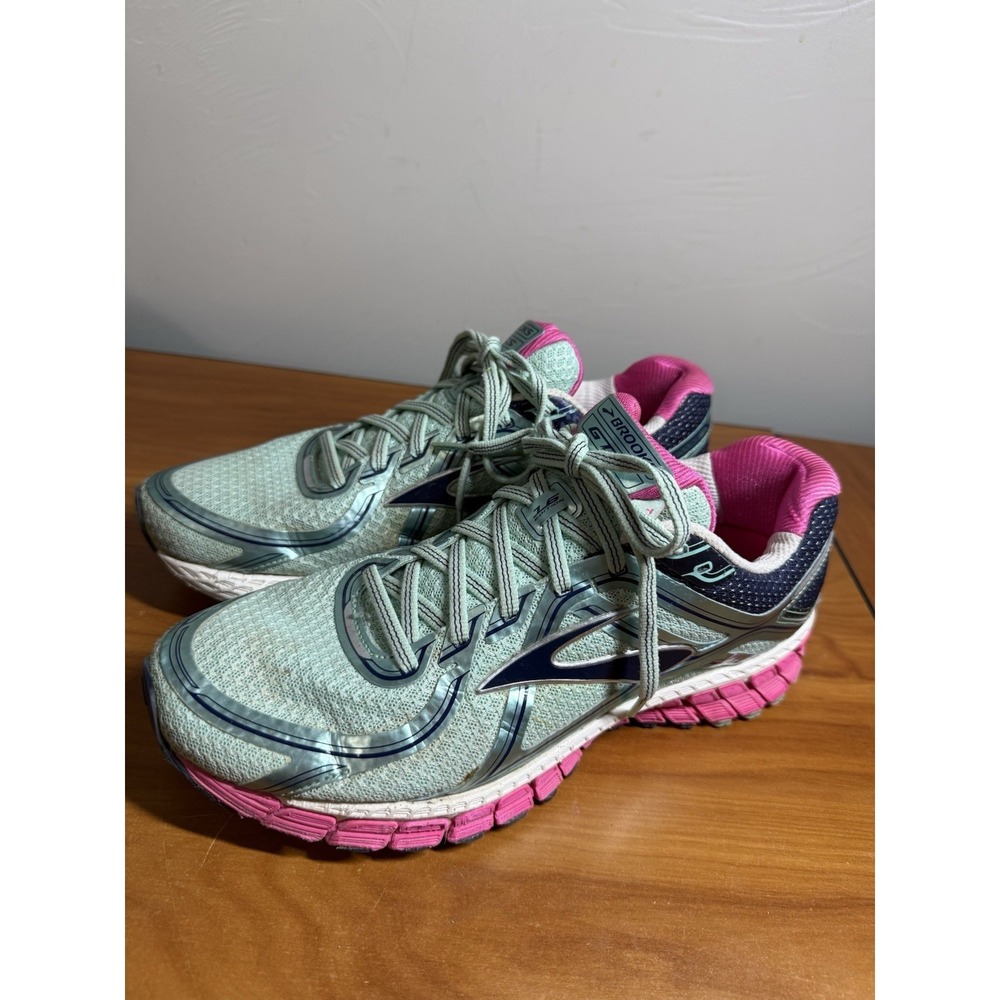 Brooks Adrenaline GTS-16 Blue Green Pink Women's Sz 10.5 Metallic Running Shoe